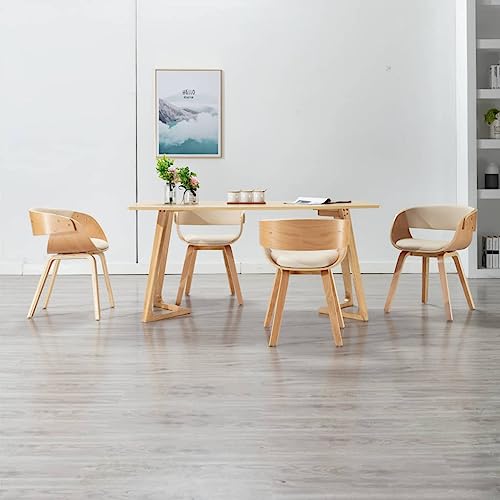 HANJIEFACAI Esszimmerstühle 4 STK. Creme Bugholz und Kunstleder Kitchen Chair Esszimmerstühle Schminkstuhl Essstühle für Garten Restaurant Wohnzimmer Küche von HANJIEFACAI