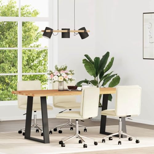 HANJIEFACAI Esszimmerstühle 4 STK. Creme Kunstleder Stuhl Wohnzimmer Esszimmerstühle Balkonstuhl Stuhl Schminktisch für Garten Park Balkon Wohnzimmer von HANJIEFACAI