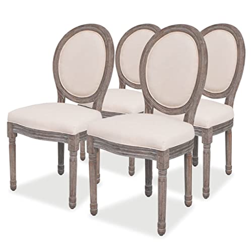 HANJIEFACAI Esszimmerstühle 4 STK. Creme Stoff Besucherstuhl Esszimmerstühle Schminktisch Stuhl Stuhl Küche für Wohnzimmer Restaurant Balkon Garten von HANJIEFACAI