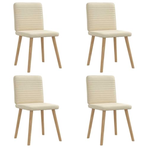 HANJIEFACAI Esszimmerstühle 4 STK. Creme Stoff Esszimmersessel Esszimmerstühle Schminktisch Stuhl Essstühle für Balkon Park Wohnzimmer Küche von HANJIEFACAI