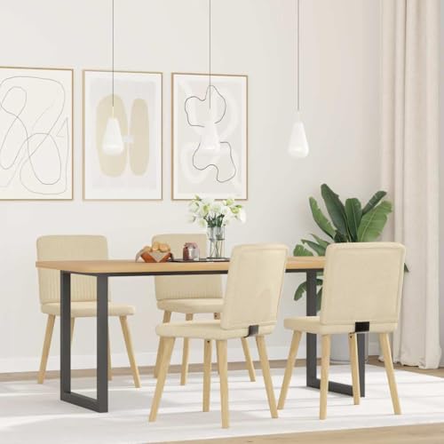 HANJIEFACAI Esszimmerstühle 4 STK. Creme Stoff Kitchen Chair Esszimmerstühle Schminktisch Stuhl Lounge Sessel für Balkon Küche Garten Park von HANJIEFACAI