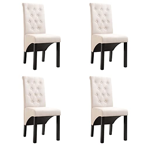 HANJIEFACAI Esszimmerstühle 4 STK. Creme Stoff Küchenstühle Modern Esszimmerstühle Schminktisch Stuhl Stuhl Für Schminktisch für Wohnzimmer Garten Küche Restaurant von HANJIEFACAI