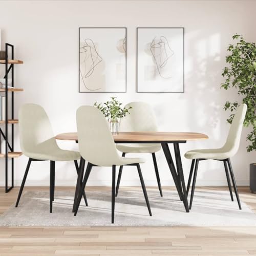 HANJIEFACAI Esszimmerstühle 4 STK. Cremeweiß Samt Kitchen Chair Esszimmerstühle Balkonstuhl Dining Chair für Garten Restaurant Balkon Park von HANJIEFACAI