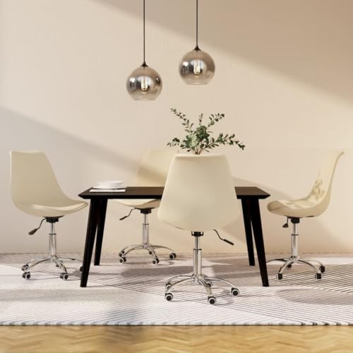 HANJIEFACAI Esszimmerstühle 4 STK. Drehbar Creme Stoff Küchenstühle Modern Schminktisch Stuhl Balkonstuhl Dining Chair für Wohnzimmer Restaurant Park Küche von HANJIEFACAI