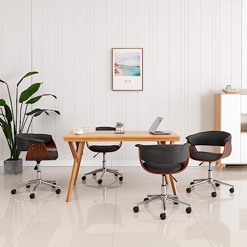 HANJIEFACAI Esszimmerstühle 4 STK. Drehbar Grau Stoff Stuhl Küche Schminktisch Stuhl Schminkstuhl Lounge Sessel für Balkon Garten Wohnzimmer Küche von HANJIEFACAI