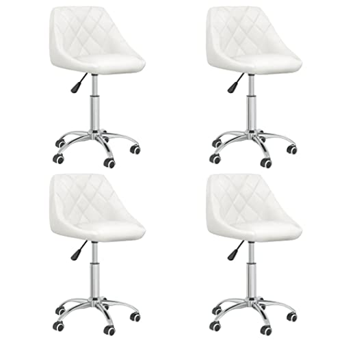 HANJIEFACAI Esszimmerstühle 4 STK. Drehbar Weiß Kunstleder Besucherstuhl Schminktisch Stuhl Schminkstuhl Dining Chair für Restaurant Balkon Garten Küche von HANJIEFACAI