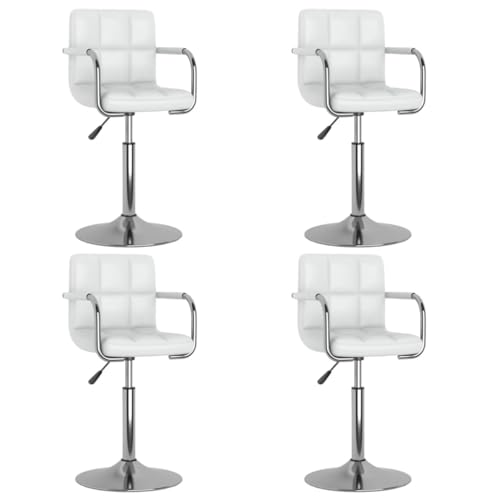 HANJIEFACAI Esszimmerstühle 4 STK. Drehbar Weiß Kunstleder Stuhl Küche Schminktisch Stuhl Essstühle Dining Chair für Park Balkon Garten Restaurant von HANJIEFACAI