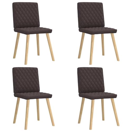 HANJIEFACAI Esszimmerstühle 4 STK. Dunkelbraun Stoff Küchenstühle Modern Schminktisch Stuhl Balkonstuhl Dining Chair für Garten Park Restaurant Balkon von HANJIEFACAI