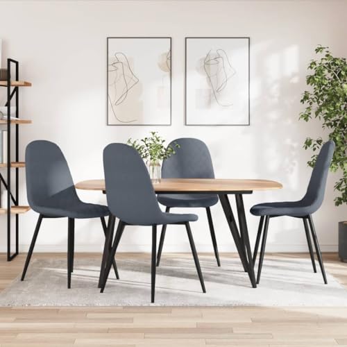 HANJIEFACAI Esszimmerstühle 4 STK. Dunkelgrau Samt Kitchen Chair Esszimmerstühle Balkonstuhl Dining Chair für Garten Restaurant Balkon Park von HANJIEFACAI