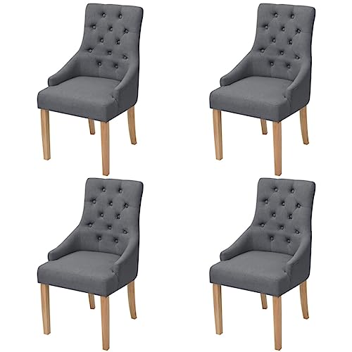 HANJIEFACAI Esszimmerstühle 4 STK. Dunkelgrau Stoff Outdoor Chair Esstisch Stühle Schminkstuhl Dining Chair für Garten Restaurant Küche Wohnzimmer von HANJIEFACAI