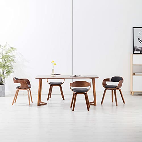 HANJIEFACAI Esszimmerstühle 4 STK. Dunkelgrau Stoff und Bugholz Besucherstuhl Gartenstühle Schminkstuhl Stuhl Für Schminktisch für Restaurant Balkon Küche Park von HANJIEFACAI