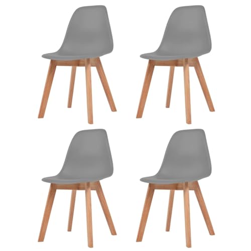 HANJIEFACAI Esszimmerstühle 4 STK. Grau Kunststoff Stuhl Wohnzimmer Gartenstühle Balkonstuhl Dining Chair für Küche Restaurant Balkon Wohnzimmer von HANJIEFACAI