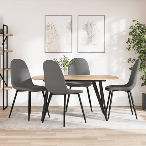 HANJIEFACAI Esszimmerstühle 4 STK. Hellgrau Samt Kitchen Chair Esszimmerstühle Balkonstuhl Dining Chair für Garten Restaurant Balkon Park von HANJIEFACAI