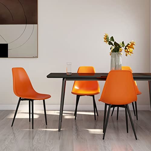 HANJIEFACAI Esszimmerstühle 4 STK. Orange PP Stuhl Wohnzimmer Gartenstühle Schminktisch Stuhl Lounge Sessel für Balkon Garten Küche Park von HANJIEFACAI