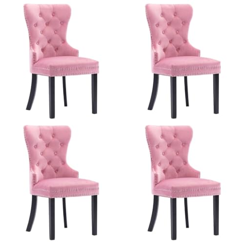 HANJIEFACAI Esszimmerstühle 4 STK. Rosa Samt Living Room Chairs Esszimmerstühle Balkonstuhl Essstühle für Balkon Restaurant Wohnzimmer Garten von HANJIEFACAI