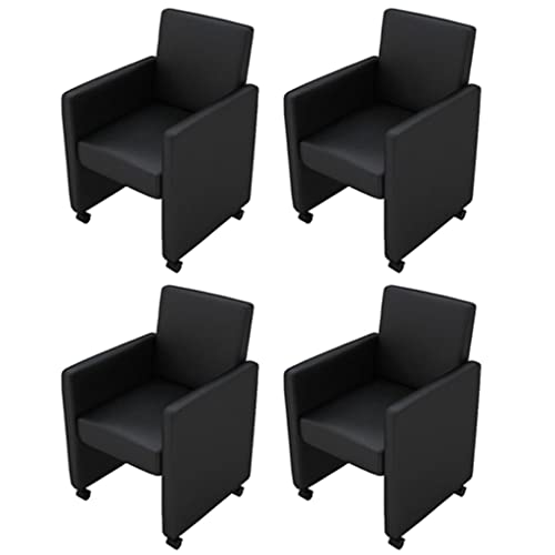 HANJIEFACAI Esszimmerstühle 4 STK. Schwarz Kunstleder Küchenstühle Modern Esszimmerstühle Esstisch Stühle Dining Chair für Park Restaurant Küche Garten von HANJIEFACAI