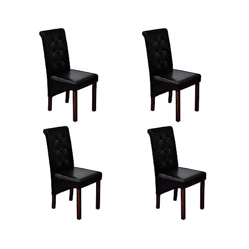HANJIEFACAI Esszimmerstühle 4 STK. Schwarz Kunstleder Küchenstühle Modern Esszimmerstühle Schminkstuhl Stuhl Schminktisch für Küche Garten Park Balkon von HANJIEFACAI