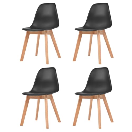 HANJIEFACAI Esszimmerstühle 4 STK. Schwarz Kunststoff Stuhl Wohnzimmer Gartenstühle Balkonstuhl Dining Chair für Küche Restaurant Balkon Wohnzimmer von HANJIEFACAI