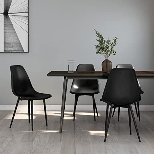 HANJIEFACAI Esszimmerstühle 4 STK. Schwarz PP Stuhl Wohnzimmer Gartenstühle Schminktisch Stuhl Lounge Sessel für Balkon Garten Küche Park von HANJIEFACAI