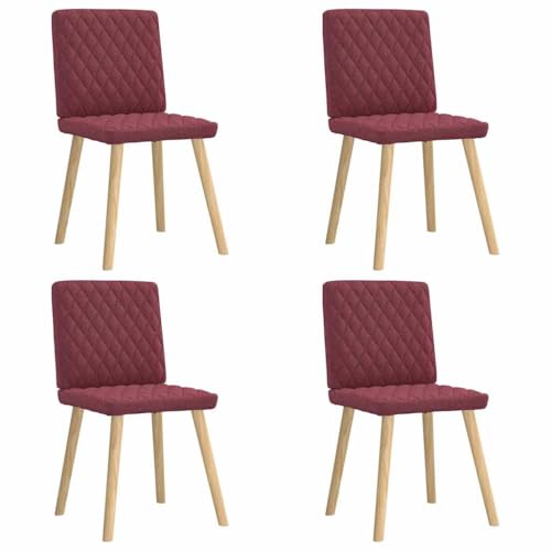 HANJIEFACAI Esszimmerstühle 4 STK. Weinrot Stoff Küchenstühle Modern Schminktisch Stuhl Balkonstuhl Dining Chair für Garten Park Restaurant Balkon von HANJIEFACAI