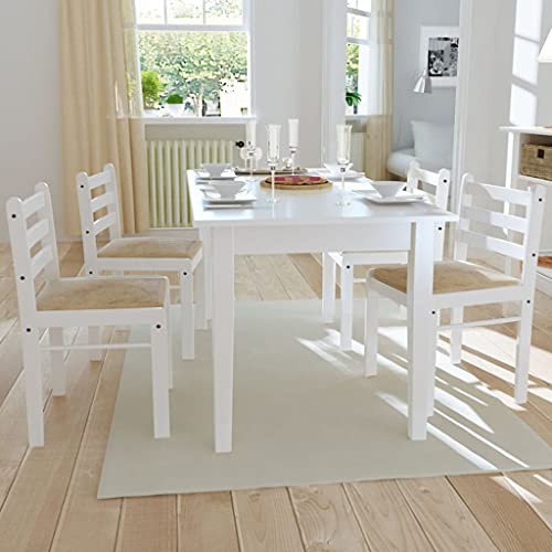 HANJIEFACAI Esszimmerstühle 4 STK. Weiß Massivholz Gummibaum und Samt Stuhl Küche Esszimmerstühle Essstühle Lounge Sessel für Park Garten Restaurant Wohnzimmer von HANJIEFACAI