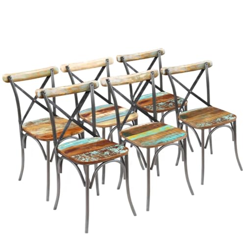 HANJIEFACAI Esszimmerstühle 6 STK. Altholz Massiv Wohnzimmer Stühle Gartenstühle Esstisch Stühle Stuhl Für Schminktisch für Küche Park Balkon Restaurant von HANJIEFACAI