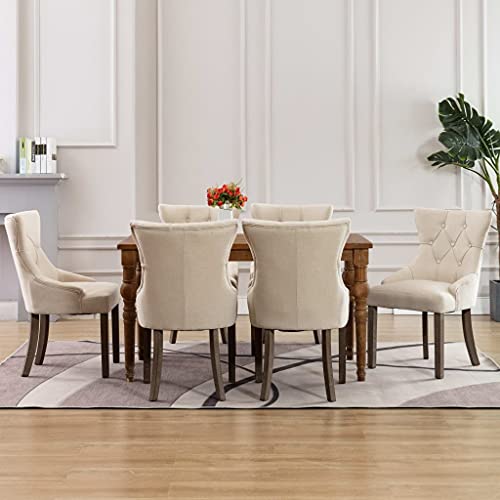 HANJIEFACAI Esszimmerstühle 6 STK. Beige Stoff Wohnzimmer Stühle Gartenstühle Esszimmerstühle Besucherstuhl für Küche Wohnzimmer Restaurant Garten von HANJIEFACAI