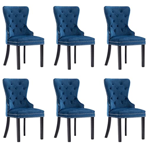 HANJIEFACAI Esszimmerstühle 6 STK. Blau Samt Living Room Chairs Esszimmerstühle Balkonstuhl Essstühle für Balkon Restaurant Wohnzimmer Garten von HANJIEFACAI