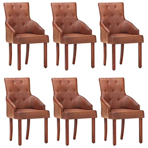 HANJIEFACAI Esszimmerstühle 6 STK. Braun Echtes Ziegenleder Living Room Chairs Gartenstühle Balkonstuhl Stuhl Schminktisch für Garten Restaurant Park Wohnzimmer HANJIEFACAI Esszimmerstühle 6 STK. Braun Echtes Ziegenleder Living Room Chairs Gartenstühle Balkonstuhl Stuhl Schminktisch für Garten Restaurant Park Wohnzimmer von HANJIEFACAI
