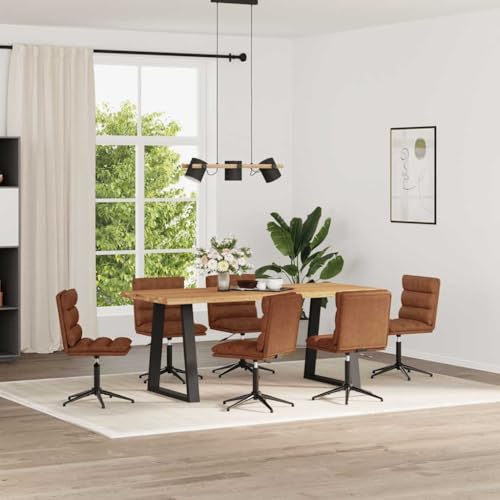 HANJIEFACAI Esszimmerstühle 6 STK. Braun Kunstleder Outdoor Chair Esszimmerstühle Stuhl Schminktisch Lounge Sessel für Wohnzimmer Restaurant Garten Balkon von HANJIEFACAI