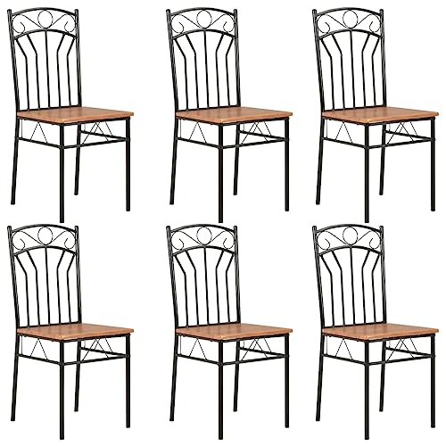 HANJIEFACAI Esszimmerstühle 6 STK. Braun MDF Küchenstühle Modern Schminktisch Stuhl Schminkstuhl Essstühle für Wohnzimmer Park Balkon Garten von HANJIEFACAI