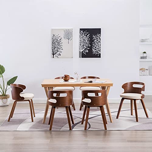 HANJIEFACAI Esszimmerstühle 6 STK. Creme Bugholz und Kunstleder Wartezimmer Stühle Gartenstühle Schminktisch Stuhl Essstühle für Küche Garten Park Wohnzimmer von HANJIEFACAI