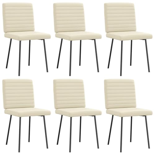 HANJIEFACAI Esszimmerstühle 6 STK. Creme Kunstleder Kitchen Chair Esszimmerstühle Balkonstuhl Dining Chair für Küche Park Garten Balkon von HANJIEFACAI