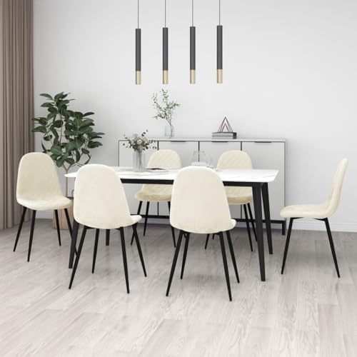 HANJIEFACAI Esszimmerstühle 6 STK. Creme Samt Kitchen Chair Esszimmerstühle Balkonstuhl Dining Chair für Garten Restaurant Balkon Park von HANJIEFACAI