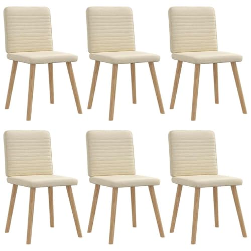 HANJIEFACAI Esszimmerstühle 6 STK. Creme Stoff Esszimmersessel Esszimmerstühle Schminktisch Stuhl Essstühle für Balkon Park Wohnzimmer Küche von HANJIEFACAI