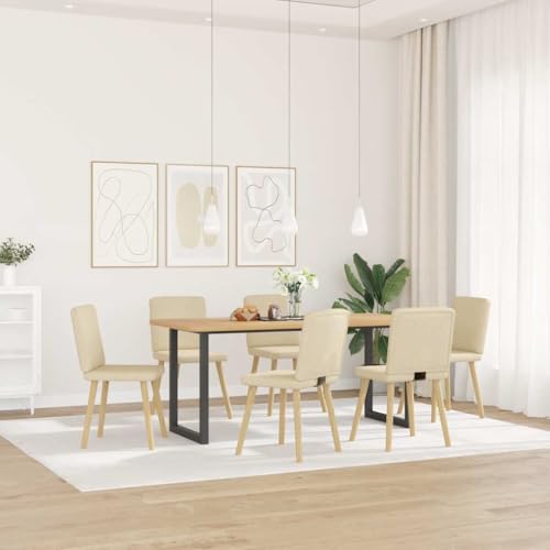 HANJIEFACAI Esszimmerstühle 6 STK. Creme Stoff Kitchen Chair Esszimmerstühle Schminktisch Stuhl Lounge Sessel für Balkon Küche Garten Park von HANJIEFACAI
