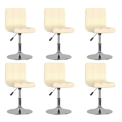 HANJIEFACAI Esszimmerstühle 6 STK. Drehbar Creme Stoff Wartezimmer Stühle Gartenstühle Balkonstuhl Schminkstuhl für Küche Garten Balkon Wohnzimmer von HANJIEFACAI