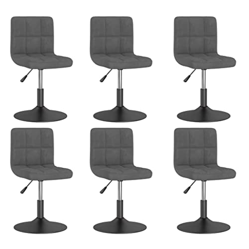 HANJIEFACAI Esszimmerstühle 6 STK. Drehbar Dunkelgrau Samt Stuhl Küche Esszimmerstühle Stuhl Schminktisch Dining Chair für Garten Küche Restaurant Wohnzimmer von HANJIEFACAI