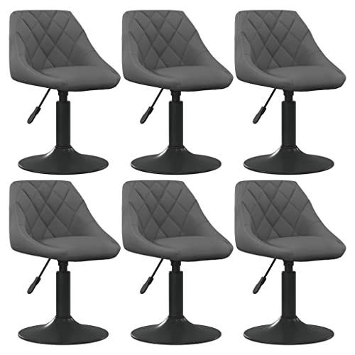 HANJIEFACAI Esszimmerstühle 6 STK. Drehbar Dunkelgrau Samt Stuhl Küche Schminktisch Stuhl Essstühle Dining Chair für Küche Park Balkon Wohnzimmer von HANJIEFACAI