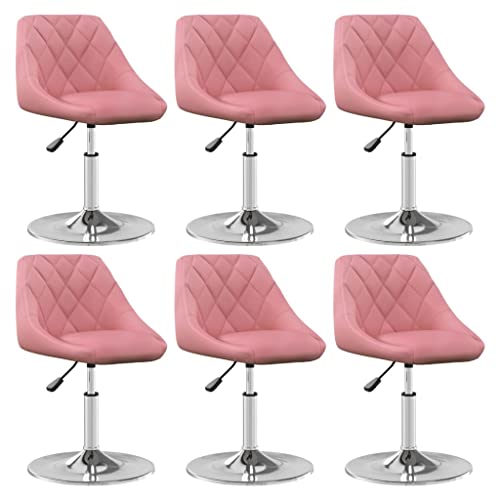 HANJIEFACAI Esszimmerstühle 6 STK. Drehbar Rosa Samt Wartezimmer Stühle Gartenstühle Schminktisch Stuhl Essstühle für Park Garten Küche Restaurant von HANJIEFACAI