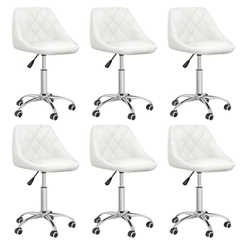 HANJIEFACAI Esszimmerstühle 6 STK. Drehbar Weiß Kunstleder Besucherstuhl Schminktisch Stuhl Schminkstuhl Dining Chair für Restaurant Balkon Garten Küche von HANJIEFACAI