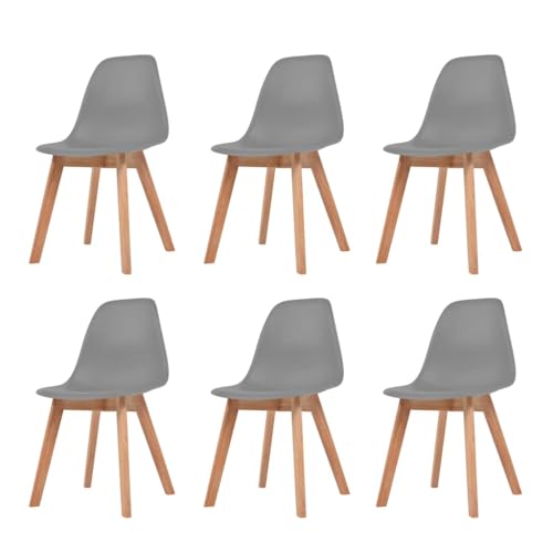 HANJIEFACAI Esszimmerstühle 6 STK. Grau Kunststoff Stuhl Wohnzimmer Gartenstühle Balkonstuhl Dining Chair für Küche Restaurant Balkon Wohnzimmer von HANJIEFACAI