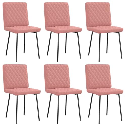 HANJIEFACAI Esszimmerstühle 6 STK. Rosa Kunstleder Living Room Chairs Esszimmerstühle Balkonstuhl Essstühle für Balkon Garten Restaurant Küche von HANJIEFACAI