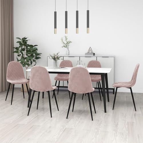 HANJIEFACAI Esszimmerstühle 6 STK. Rosa Samt Kitchen Chair Esszimmerstühle Balkonstuhl Dining Chair für Garten Restaurant Balkon Park HANJIEFACAI Esszimmerstühle 6 STK. Rosa Samt Kitchen Chair Esszimmerstühle Balkonstuhl Dining Chair für Garten Restaurant Balkon Park von HANJIEFACAI
