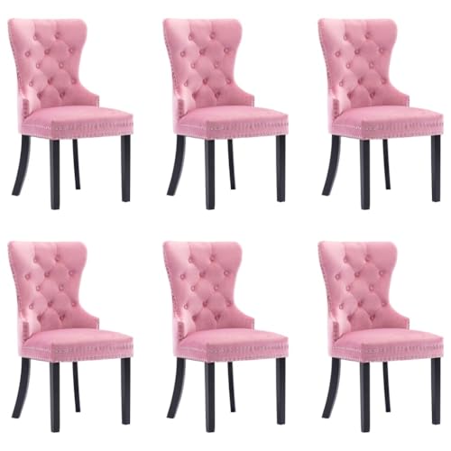 HANJIEFACAI Esszimmerstühle 6 STK. Rosa Samt Living Room Chairs Esszimmerstühle Balkonstuhl Essstühle für Balkon Restaurant Wohnzimmer Garten von HANJIEFACAI