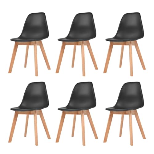 HANJIEFACAI Esszimmerstühle 6 STK. Schwarz Kunststoff Stuhl Wohnzimmer Gartenstühle Balkonstuhl Dining Chair für Küche Restaurant Balkon Wohnzimmer von HANJIEFACAI