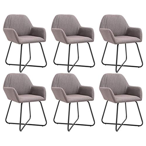 HANJIEFACAI Esszimmerstühle 6 STK. Taupe Stoff Outdoor Chair Balkonstuhl Schminkstuhl Lounge Sessel für Restaurant Balkon Wohnzimmer Park von HANJIEFACAI