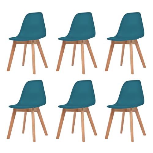 HANJIEFACAI Esszimmerstühle 6 STK. Türkis Kunststoff Stuhl Wohnzimmer Gartenstühle Balkonstuhl Dining Chair für Küche Restaurant Balkon Wohnzimmer von HANJIEFACAI