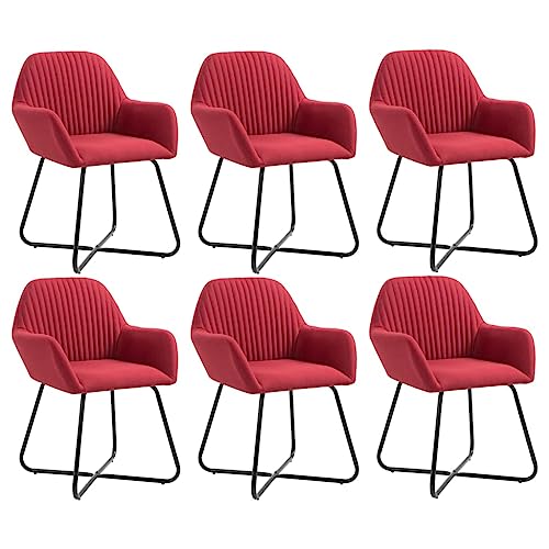 HANJIEFACAI Esszimmerstühle 6 STK. Weinrot Stoff Outdoor Chair Balkonstuhl Schminkstuhl Lounge Sessel für Restaurant Balkon Wohnzimmer Park von HANJIEFACAI
