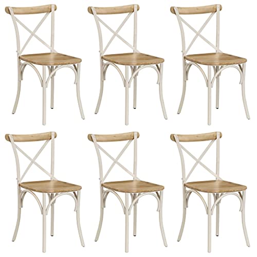 HANJIEFACAI Esszimmerstühle 6 STK. Weiß Mango-Massivholz Wohnzimmer Stühle Gartenstühle Esstisch Stühle Stuhl Für Schminktisch für Küche Park Balkon Restaurant HANJIEFACAI Esszimmerstühle 6 STK. Weiß Mango-Massivholz Wohnzimmer Stühle Gartenstühle Esstisch Stühle Stuhl Für Schminktisch für Küche Park Balkon Restaurant von HANJIEFACAI
